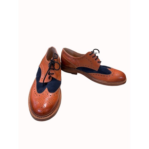 Paul Malone Palm beach Bradford men’s brown navy blue Oxford shoes 10 SKu 5302 - Picture 2 of 12